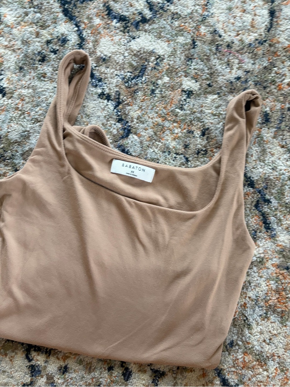 Aritzia Babaton Original Contour Squareneck Bodysuit XS Beige Nude Sleeveless